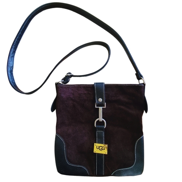UGG Handbags - Ugg Australia Leather Brown Black Crossbody Bag